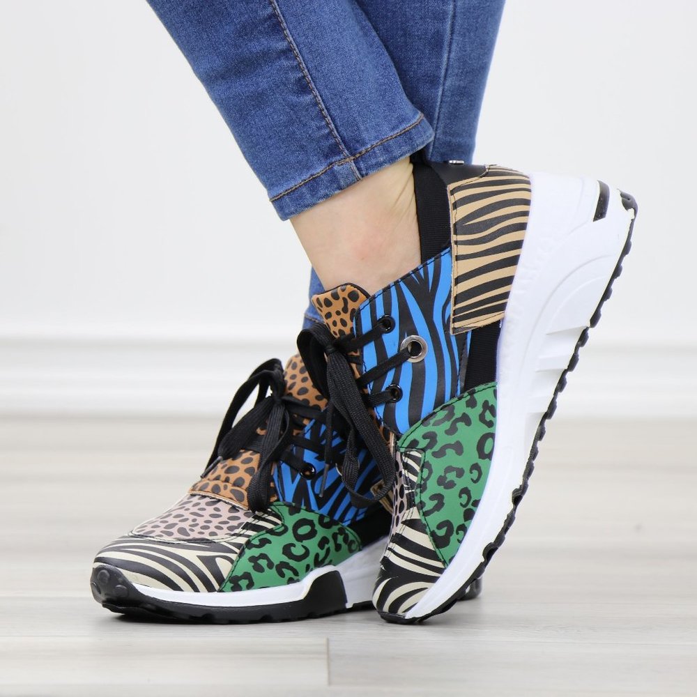 Animal Print Fashion Comfort Wedge Heel Sneakers Shoes